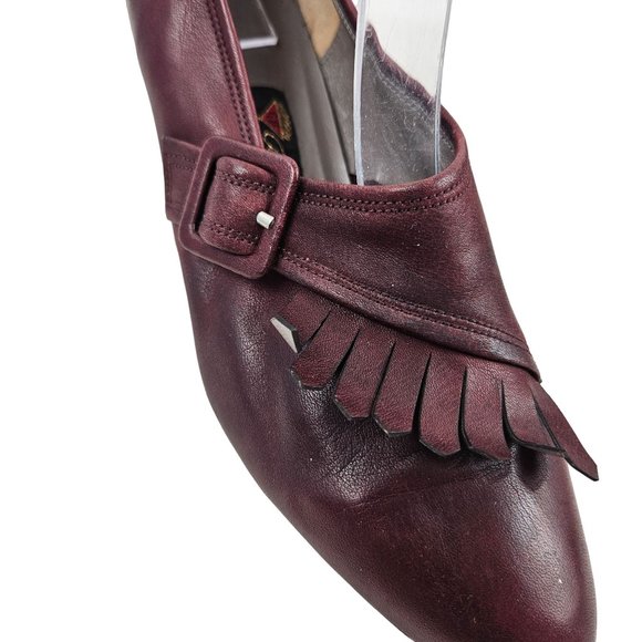 Bravo Creations Shoes Womens EU 37 Brown Leather Kilted Fringe Block Heel Loafer - Picture 3 of 10